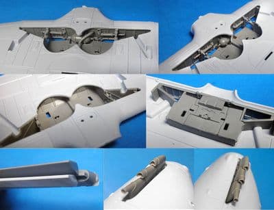 Hurricane MkI wheel wells, ailerons & exhausts 1/48th Airfix