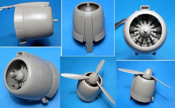 Re.2002 corrected cowl, engine & Prop