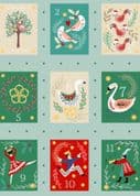 12 Days of Christmas - 8319 - Theme Squares with Gold Metallic - Lewis & Irene C77.2 - Cotton Fabric