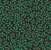 12 Days of Christmas - 8326 - Holly on Black - Lewis & Irene C79.3 - Cotton Fabric