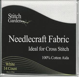 14-count Aida Cloth - Pre-cut pack - WHITE - 30cm x 45cm