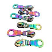 6 Heavy Duty Zipper Pulls for #5 Zips  - Rainbow Iridescent 014R