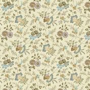 9266 - Holbrook - Makower UK -Blue on Cream Floral Vine - 1538_B - Cotton Fabric