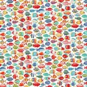 9290 - Deep Blue Sea - Makower UK - Fish Shoal White - 139_W - Cotton Fabric
