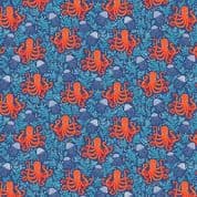 9292 - Deep Blue Sea - Makower UK - Octopus Dark Blue - 140_B8 - Cotton Fabric