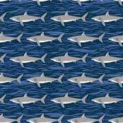 9294 - Deep Blue Sea - Makower UK - Sharks Dark Blue - 141_B8 - Cotton Fabric