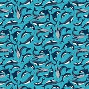 9295 - Deep Blue Sea - Makower UK - Fins and Tails Blue - 142_B - Cotton Fabric