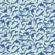 9296 - Deep Blue Sea - Makower UK - Fins and Tails White - 142_W - Cotton Fabric