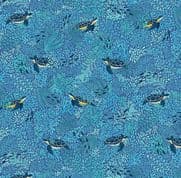 9297 - Deep Blue Sea - Makower UK - Turtles Blue - 143_B - Cotton Fabric