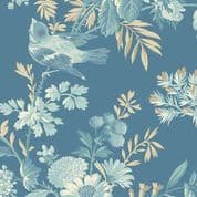 9303 - Sewing Bird - Edyta Sitar - Bed of Roses Indigo - 1600_B - Cotton Fabric