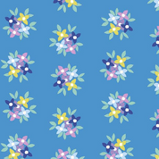 9356 - Friday Night - Makower UK - Big Posy on Blue - 1559_B - Cotton Fabric