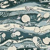 9386 - Prehistoric - Makower UK - Dinosaur Strata Fossils Blue - 164_B - Cotton Fabric