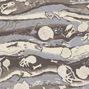 9388 - Prehistoric - Makower UK - Dinosaur Strata Fossils Grey Blue - 164_S - Cotton Fabric