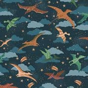 9390 - Prehistoric - Makower UK - Soar Flying Dinosaurs Teal Blue - 165_B8 - Cotton Fabric