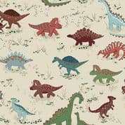 9392 - Prehistoric - Makower UK - Roam Dinosaurs  on Cream - 166_Q - Cotton Fabric