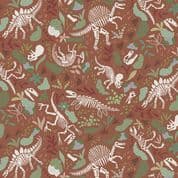 9395 - Prehistoric - Makower UK - Dinosaurs Fossils Foliage Brown - 167_V - Cotton Fabric