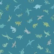 9396 - Prehistoric - Makower UK - Dinosaurs Pals on Blue - 168_B - Cotton Fabric