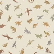 9398 - Prehistoric - Makower UK - Dinosaurs Pals on Cream - 168_Q - Cotton Fabric