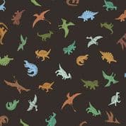 9399 - Prehistoric - Makower UK - Dinosaurs Pals Dark Greyish Brown - 168_V - Cotton Fabric