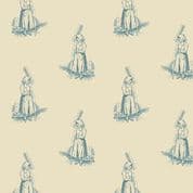 9427 - Farmer's Daughter - Edyta Sitar - Teal on Cream Daughter  - 10081_B - Cotton Fabric