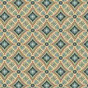 9440 - Farmer's Daughter - Edyta Sitar - Teal on Cream Floral Medallion - 10091_B - Cotton Fabric