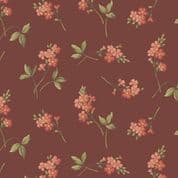 9445 - Farmer's Daughter - Edyta Sitar - Pink Floral on Rust Red - 10092_R - Cotton Fabric