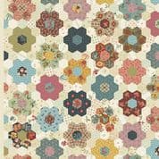 9446 - Farmer's Daughter - Edyta Sitar - Hexagon Patchwork on Cream - 10180_L - Cotton Fabric