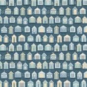 9526 - Driftwood - Beach Huts - Cream on Blue - 174_B - Cotton Fabric