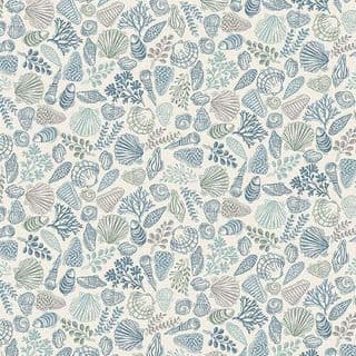 9534 - Driftwood - Shells - Blue on Cream - 176_Q - Cotton Fabric