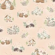 9548 - Little Ones - Hugs - Nursery Little Animals on Pale Coral - 189_C - Cotton Fabric