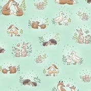 9550 - Little Ones - Hugs - Nursery Little Animals on Pale Teal - 189_T - Cotton Fabric