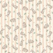 9555 - Little Ones - Bunnies - Rabbits and Hearts on Coral and Cream Stripe - 191_C - Cotton Fabric