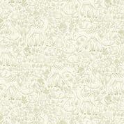 9564 - Little Ones - Etched - Green Animal Outlines on Cream - 194_G - Cotton Fabric