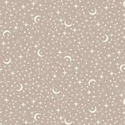 9566 - Little Ones - Stars - Cream Stars and Moons on Taupe - 195_S - Cotton Fabric