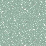 9567 - Little Ones - Stars - Cream Stars and Moons on Teal - 195_T - Cotton Fabric