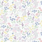 9568 - Dear Spring Chasing Tails - Bunnies on White - Cassandra Connolly - CC66.1 - Cotton Fabric