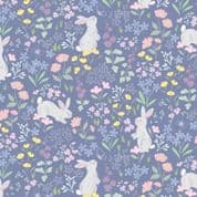 9570 - Dear Spring Chasing Tails - Bunnies on Dk Blue - Cassandra Connolly - CC66.3 - Cotton Fabric