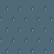 9599 - Sun Print 2026 - Cabin on Nightime Blue - Makower UK - 10047_C - Cotton Fabric