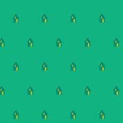 9600 - Sun Print 2026 - Cabin on Alpine Green - Makower UK - 10047_G - Cotton Fabric
