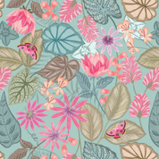 9627 - Botanical Oasis - Botanical Flora on Oasis Blue - Lewis & Irene - A982C - Cotton Fabric