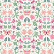 9634 - Botanical Oasis - Botanical Butterfly on Cream - Lewis & Irene - A985A - Cotton Fabric