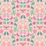 9635 - Botanical Oasis - Botanical Butterfly on Pink - Lewis & Irene - A985B - Cotton Fabric