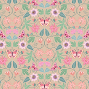 9636 - Botanical Oasis - Botanical Butterfly on Natural - Lewis & Irene - A985C - Cotton Fabric