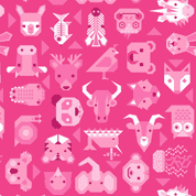 9641 - Animal Alphabet - Animals on Bright Pink - Lewis & Irene - A970A - Cotton Fabric