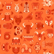 9642 - Animal Alphabet - Animals on Orange - Lewis & Irene - A970B - Cotton Fabric