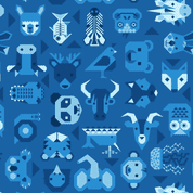 9643 - Animal Alphabet - Animals on Blue - Lewis & Irene - A970C - Cotton Fabric
