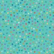 9648 - Animal Alphabet - Letters on Turquoise - Lewis & Irene - A972B - Cotton Fabric