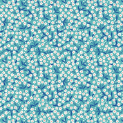 9657 - Boho Blooms - Turquoise and Blue Flower Sprigs - Lewis & Irene - L14A - Cotton Fabric