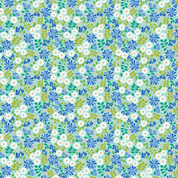 9661 - Boho Blooms - Floral Burst Aqua and Blue - Lewis & Irene - L15B - Cotton Fabric