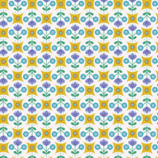 9674 - Boho Blooms - Yellow Flower Circles - Lewis & Irene - L18C - Cotton Fabric